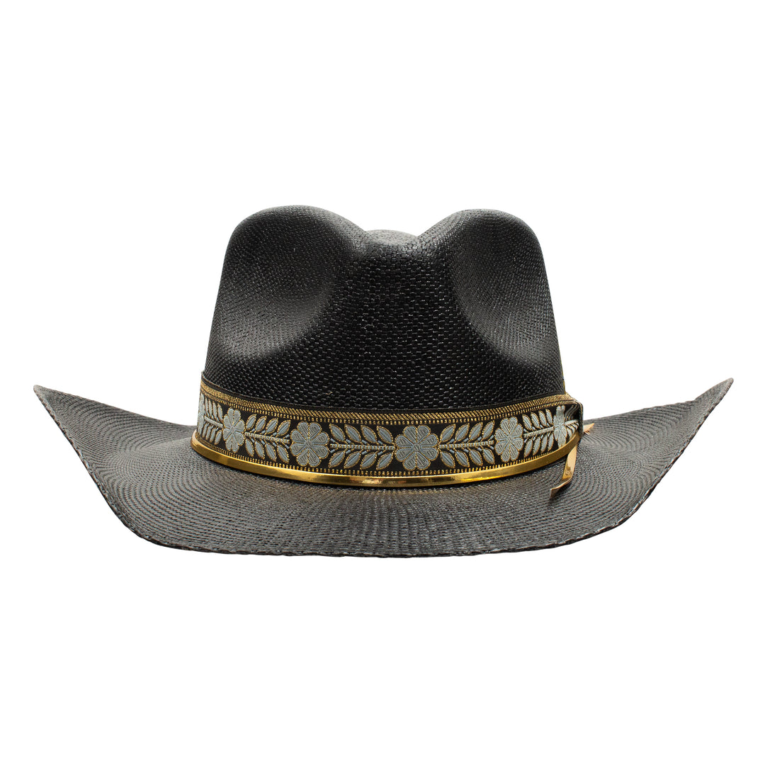 Charlie 1 Horse Black Wildflower Straw Hat