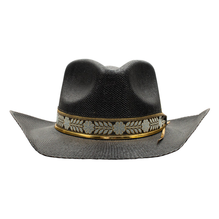 Charlie 1 Horse Black Wildflower Straw Hat