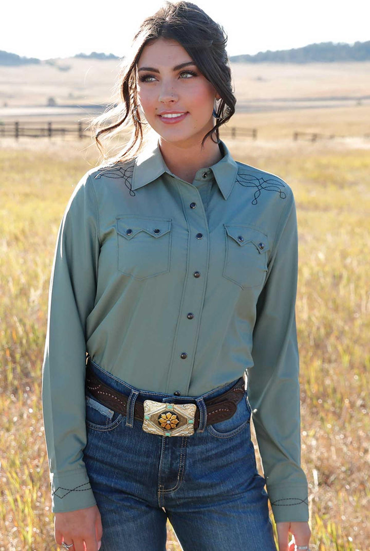 Cruel Women's Green Snap Down Shirt