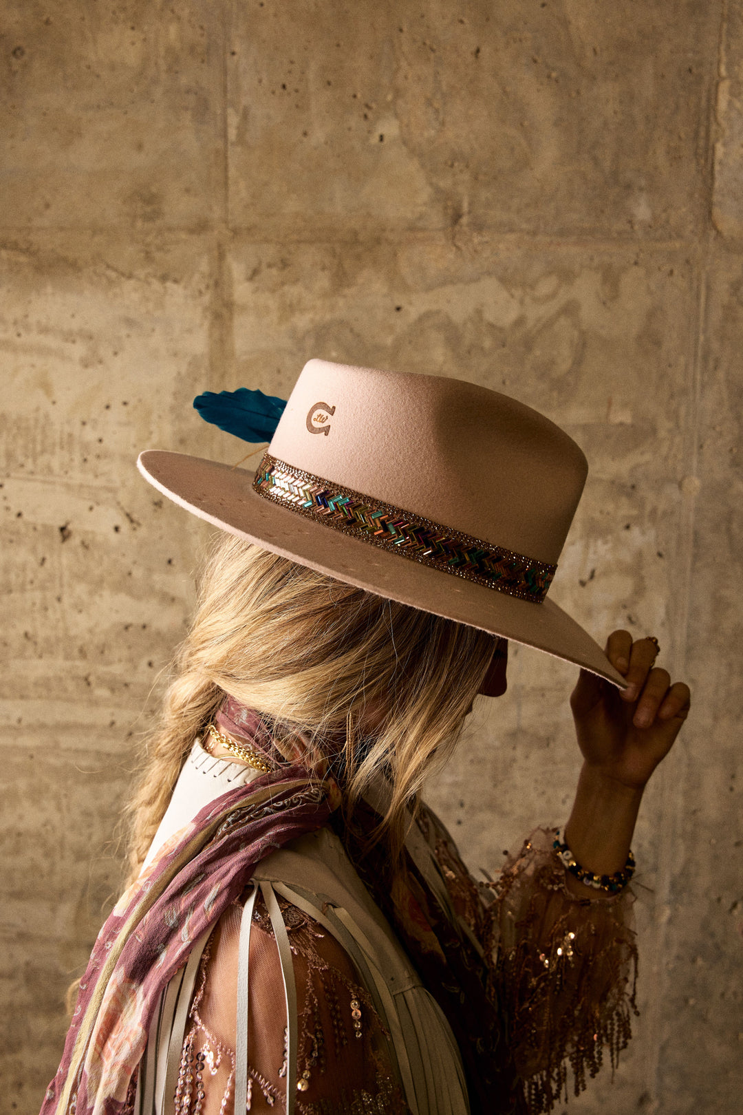 Charlie Horse Powder Pink Hillbilly Hippie Hat