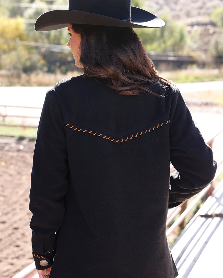 Cruel Women's Black Tweed with Whipstitch Shirt Jacket