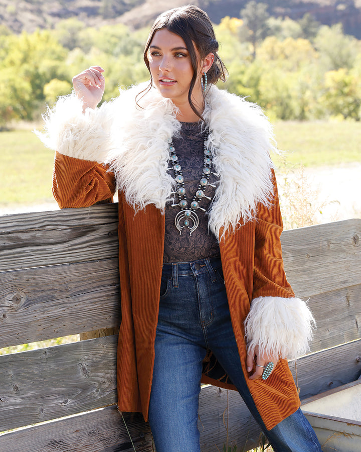 Cruel Women's Brown Corduroy Penny Lane Coat
