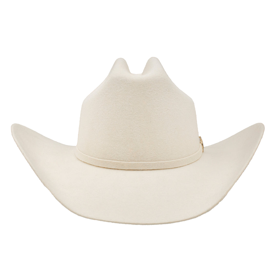 Charlie 1 Horse Ivory Spotlight cowboy hat with western style, featuring a wide brim and decorative band, shown from a side angle.