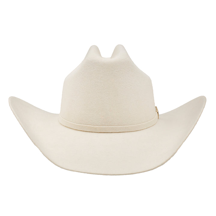 Charlie 1 Horse Ivory Spotlight cowboy hat with western style, featuring a wide brim and decorative band, shown from a side angle.