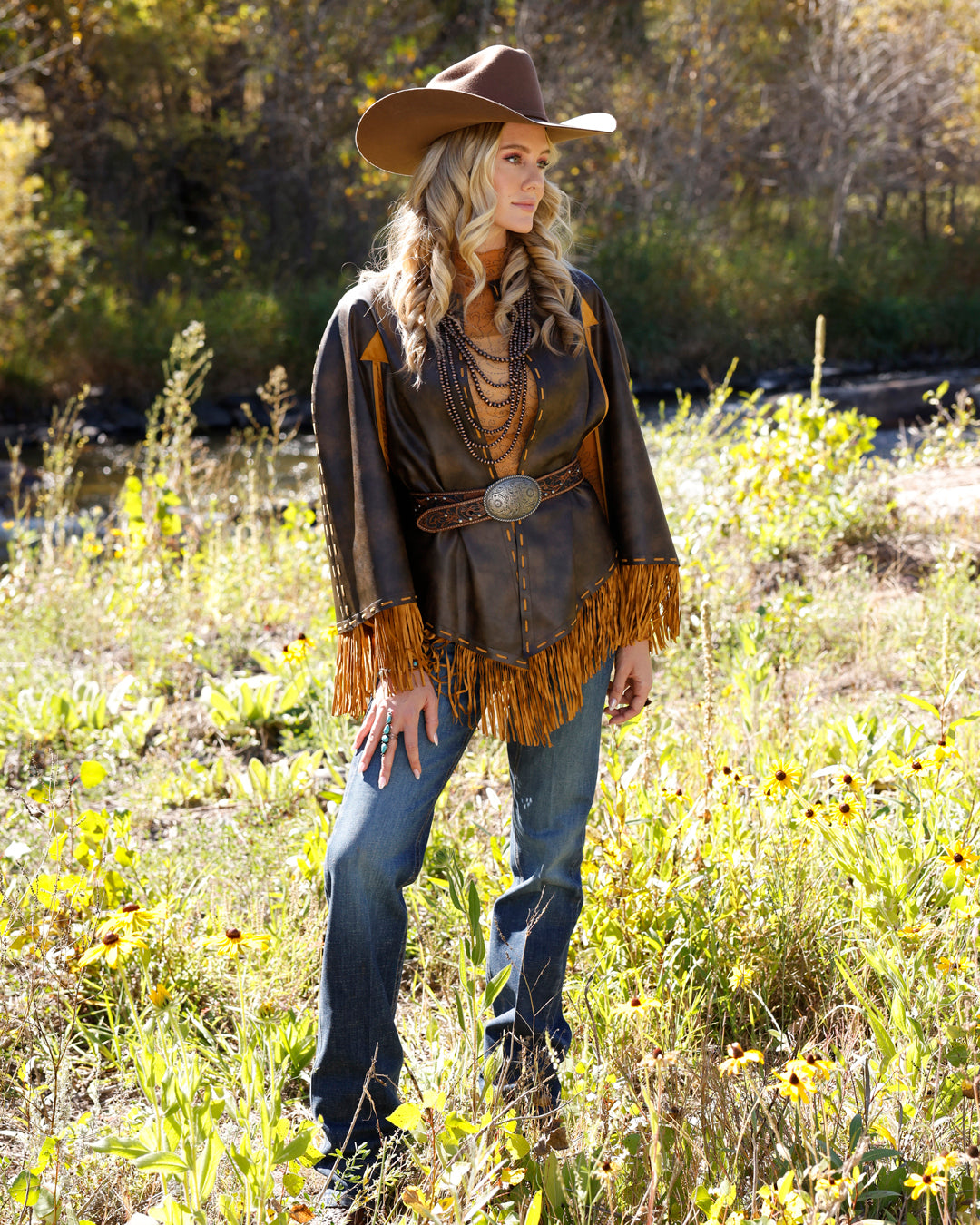 Cruel Women's Brown Faux Leather Cape