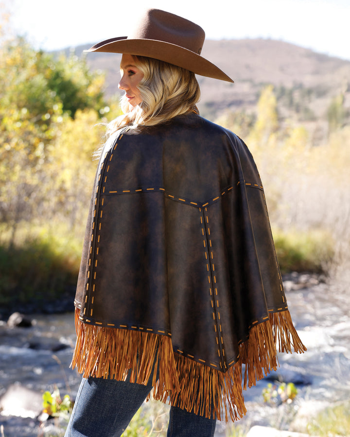 Cruel Women's Brown Faux Leather Cape