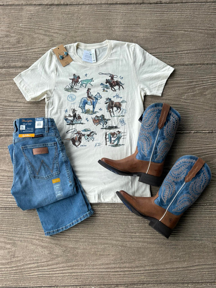West 20 Natural Cowboys on the Range Tee