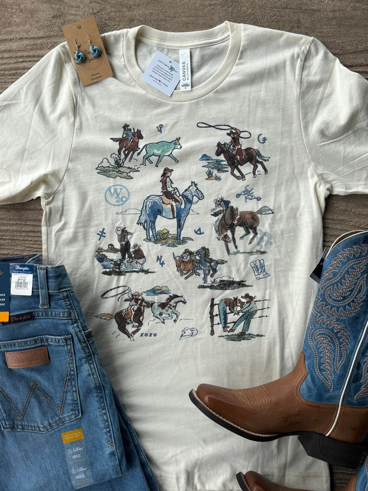 West 20 Natural Cowboys on the Range Tee