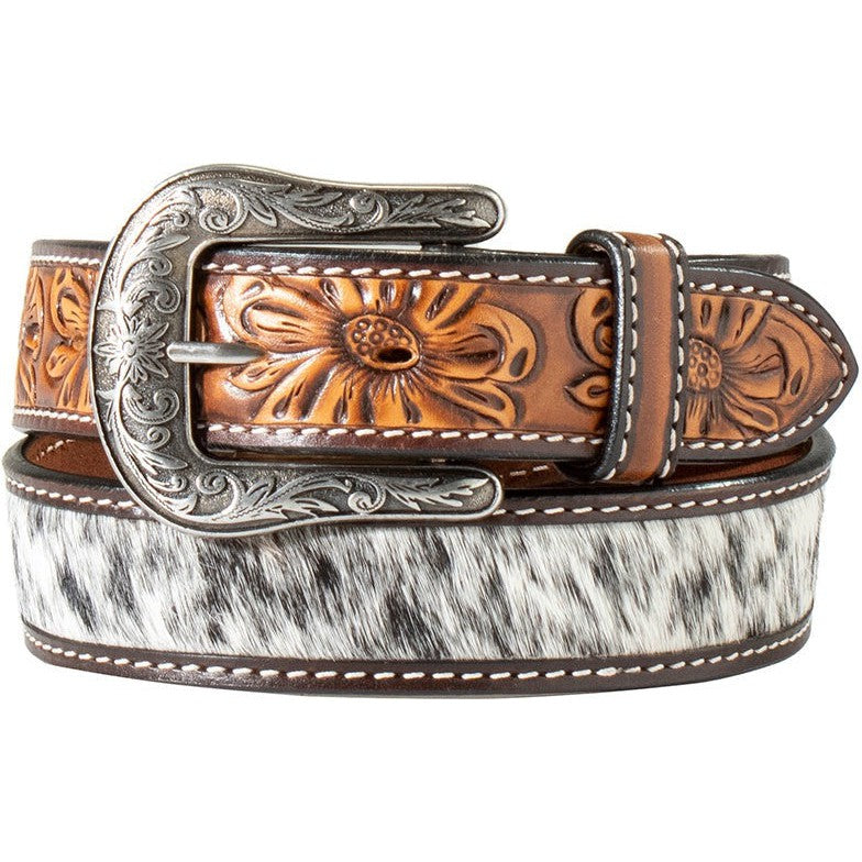 Angle Ranch Women's Spotted Calf Hair Inlaid Belt