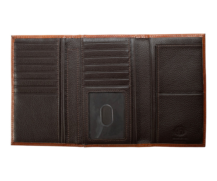 3D Brown Embossed Basket Weave Trifold Rodeo Wallet - West 20 Saddle Co.