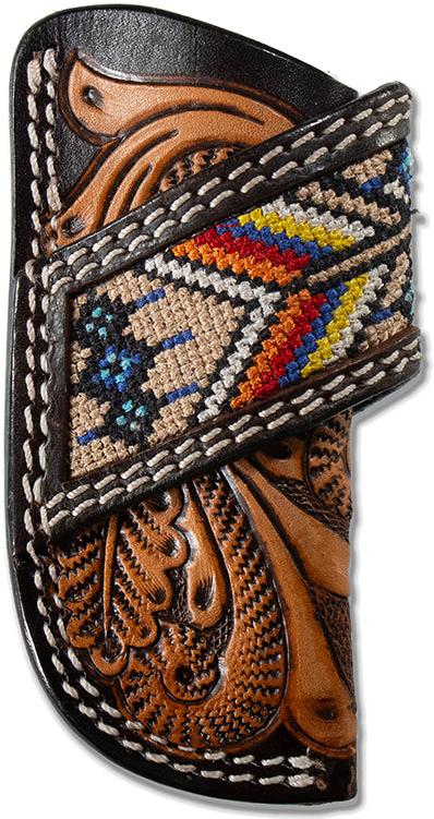 3D Hand Tooled Scrolling Leather Knife Sheath - West 20 Saddle Co.