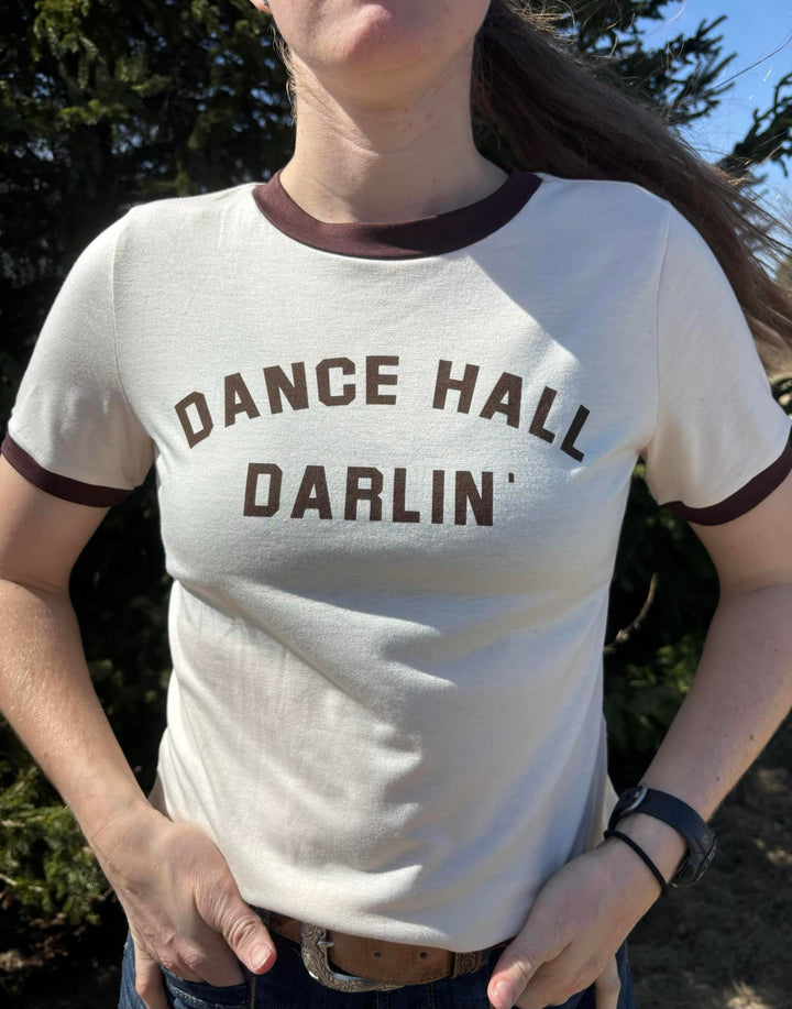 Rodeo Hippie Brown and Natural Dance Hall Darlin' Crop Ringer Tee