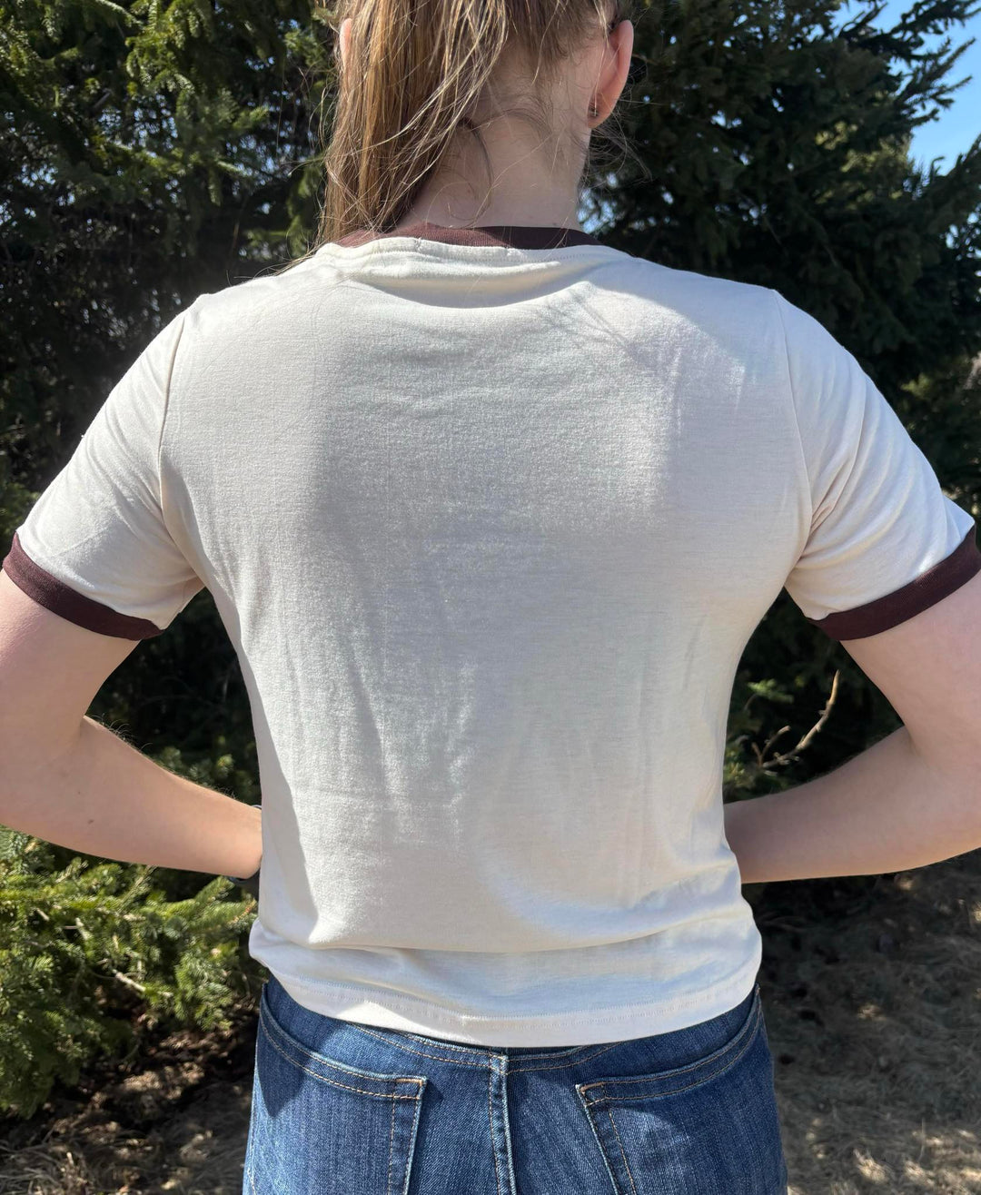 Rodeo Hippie Brown and Natural Dance Hall Darlin' Crop Ringer Tee
