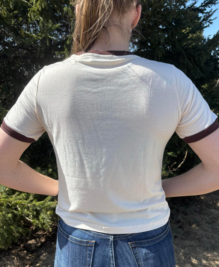 Rodeo Hippie Brown and Natural Dance Hall Darlin' Crop Ringer Tee