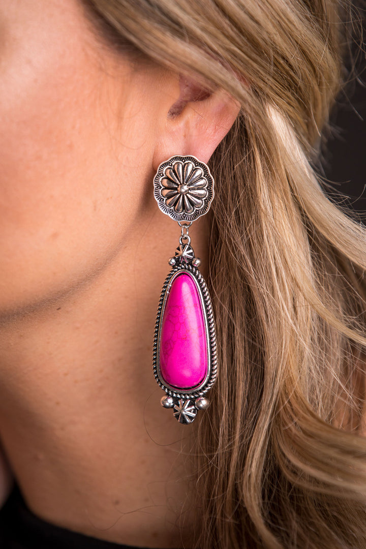 West and Co Pink on Silver Conco Earrings