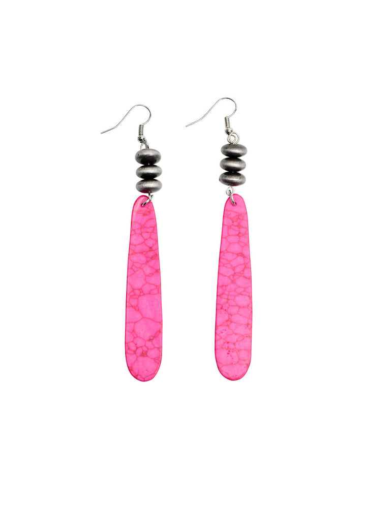 West and Co Pink Slab with Navajo Pearls Disc Earrings