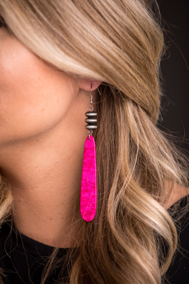 West and Co Pink Slab with Navajo Pearls Disc Earrings