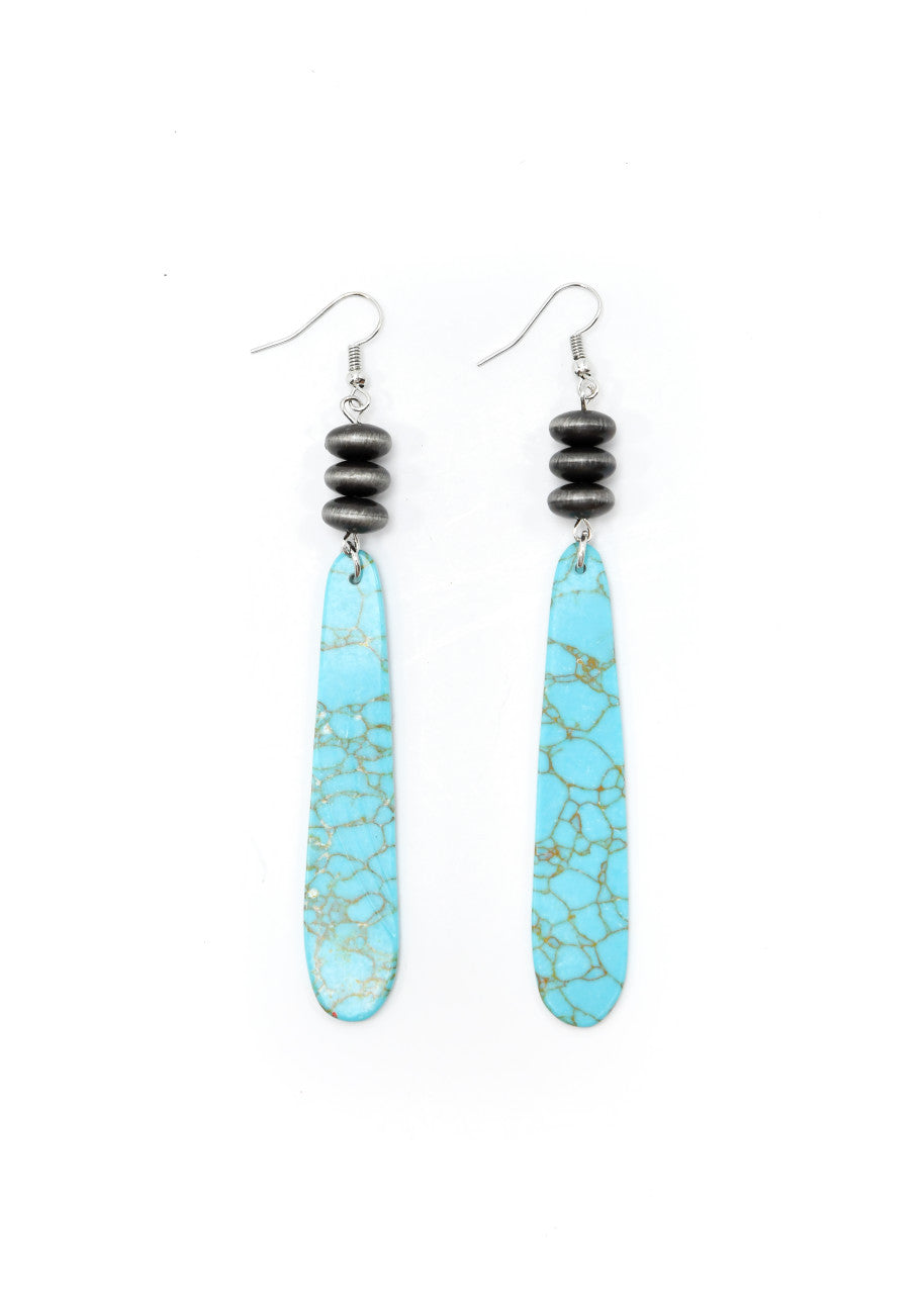 West and Co Turquoise Slab with Navajo Pearl Disc Earrings