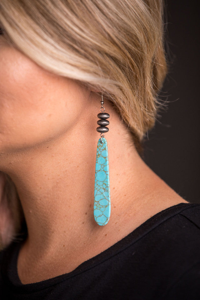 West and Co Turquoise Slab with Navajo Pearl Disc Earrings