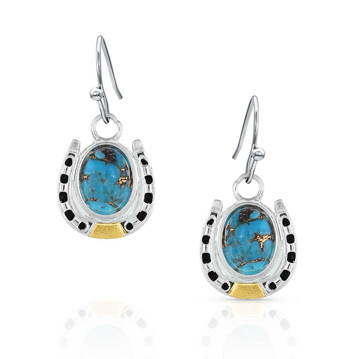 Montana Silversmiths Set In Stone Gold and Turquoise Earrings