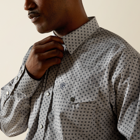 Ariat Men's Grey Heather Wrinkle Free Edward Classic Fit Shirt