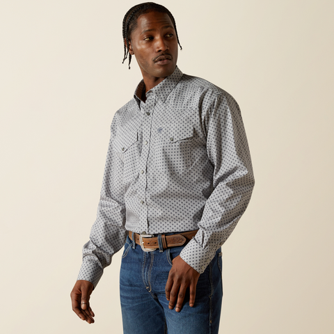 Ariat Men's Grey Heather Wrinkle Free Edward Classic Fit Shirt