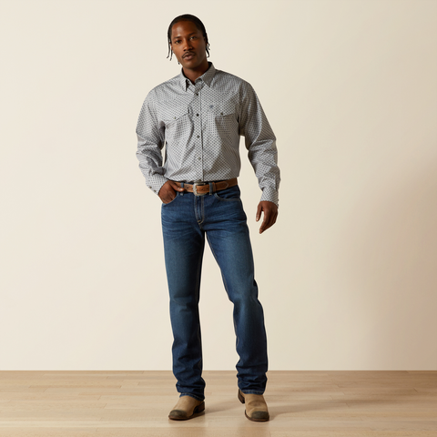 Ariat Men's Grey Heather Wrinkle Free Edward Classic Fit Shirt