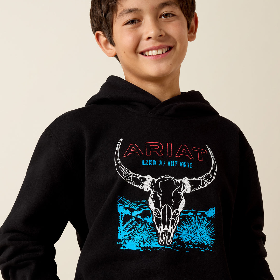Ariat Boy's Black Bison Bureau Hoodie