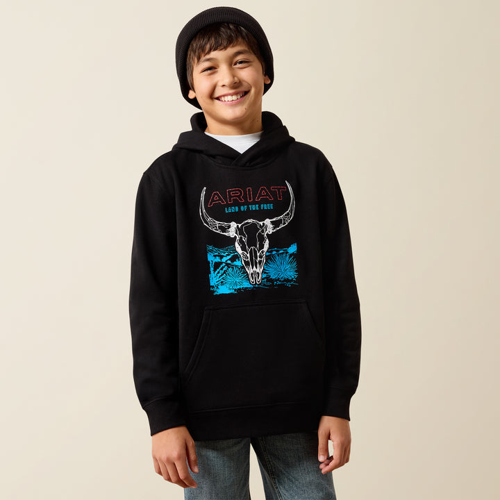 Ariat Boy's Black Bison Bureau Hoodie