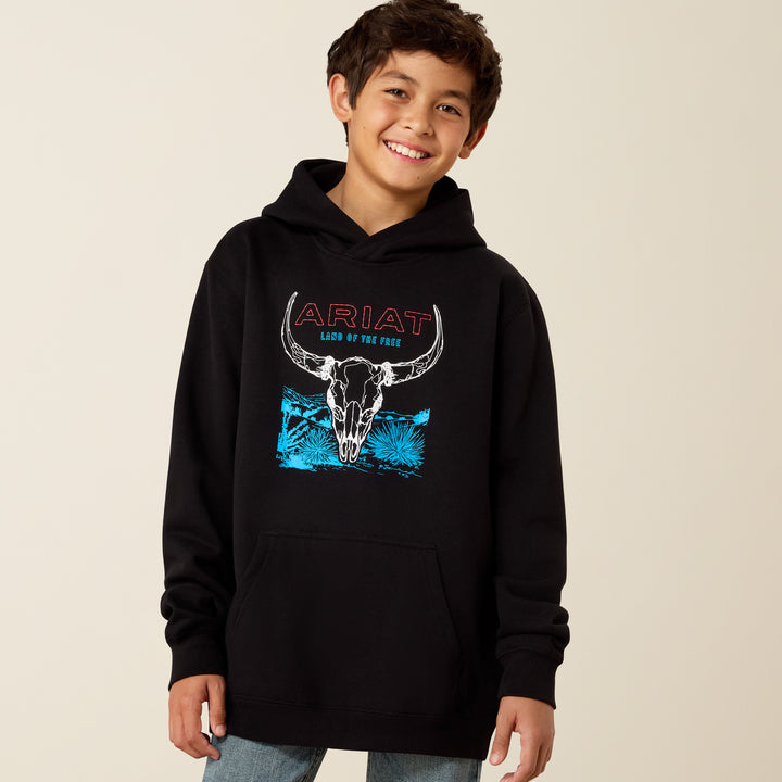 Ariat Boy's Black Bison Bureau Hoodie