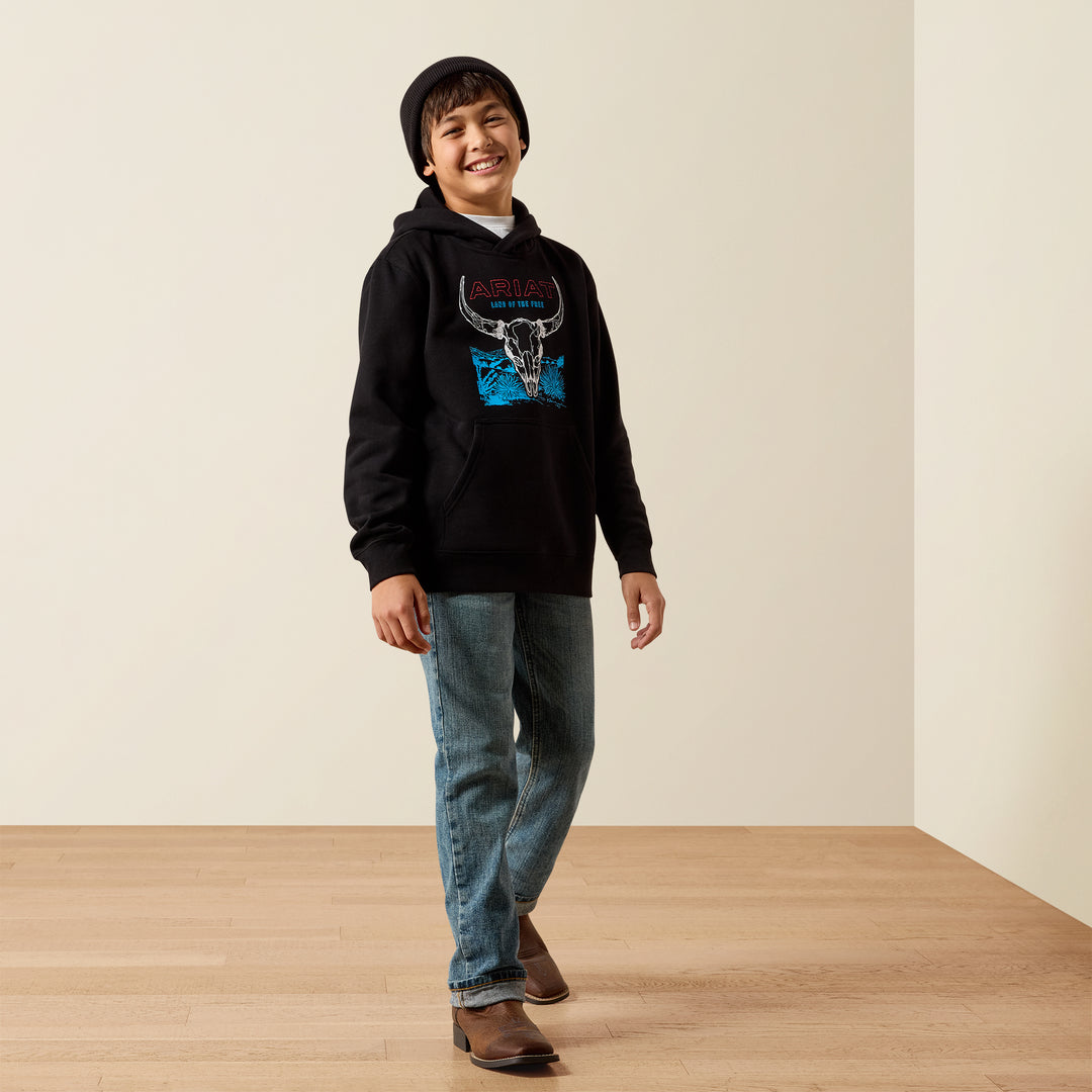 Ariat Boy's Black Bison Bureau Hoodie