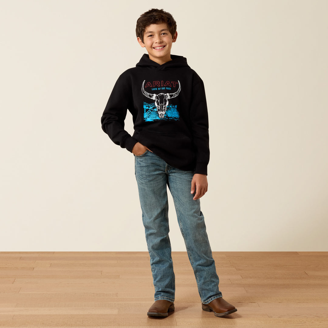 Ariat Boy's Black Bison Bureau Hoodie
