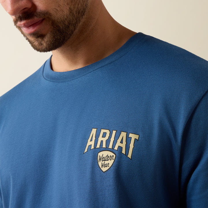 Ariat men's Grisalle Lone Longhorn Western T-shirt featuring a detailed longhorn graphic, casual fit, and comfortable fabric.