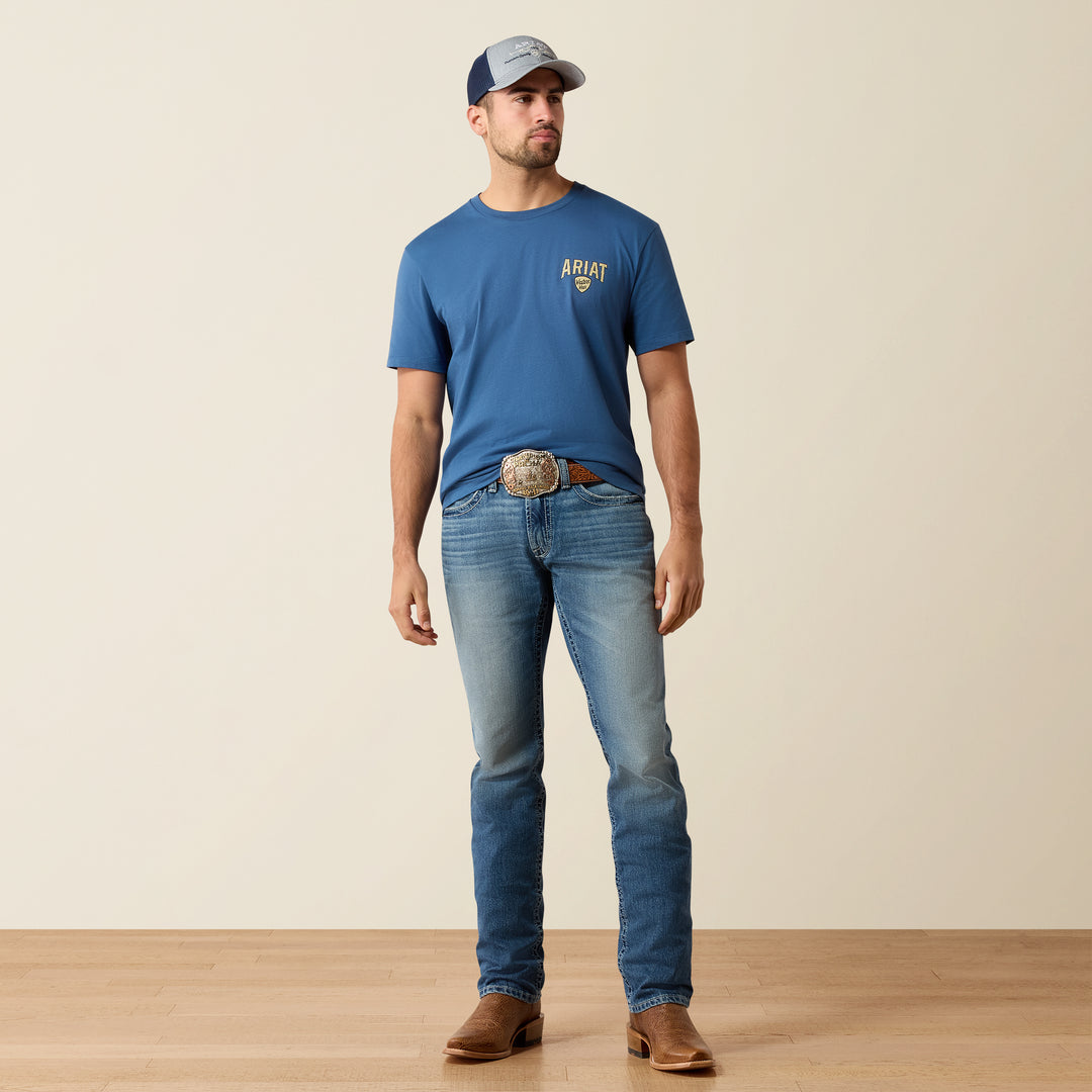 Ariat men's Grisalle Lone Longhorn T-shirt, Western wear, featuring a graphic of a longhorn steer on soft fabric.