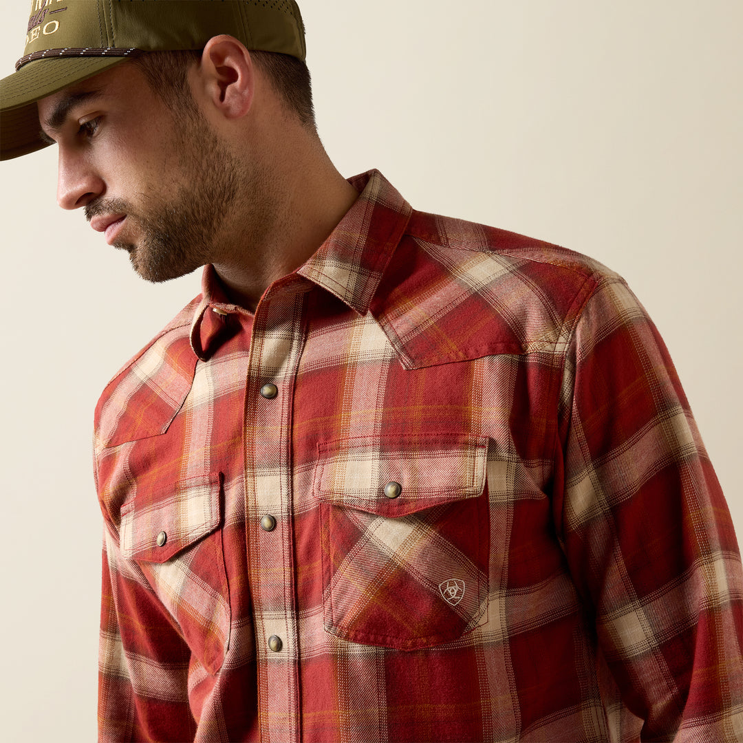 Ariat Men's Rosewood Plaid Retro Hatford Fitted Snap Shirt