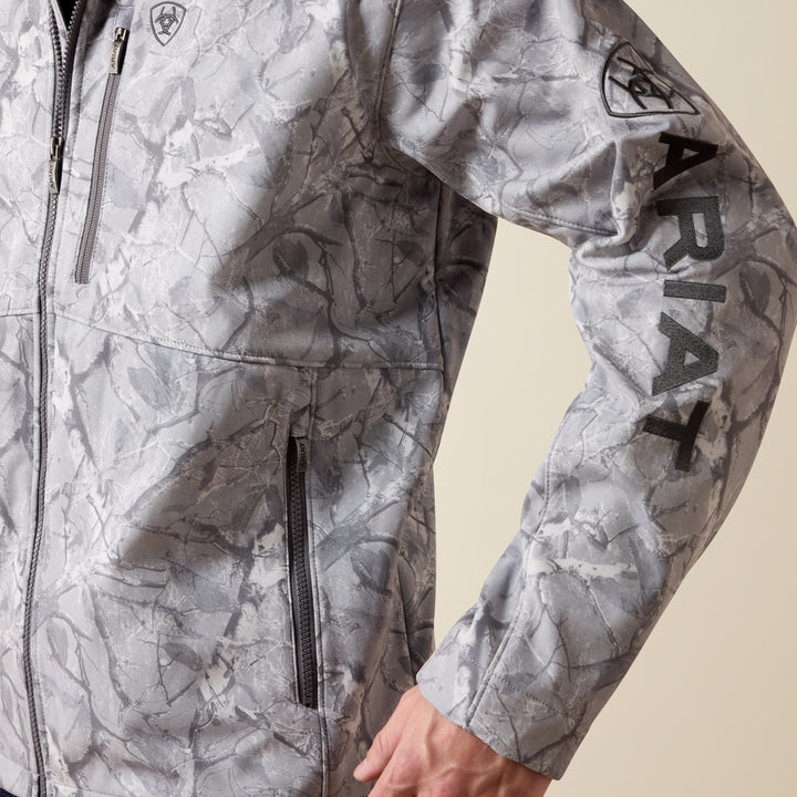 Ariat Men's Grey Camo Print Logo Softshell Jacket