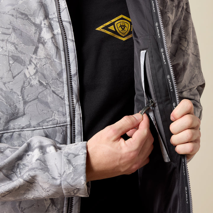 Ariat Men's Grey Camo Print Logo Softshell Jacket