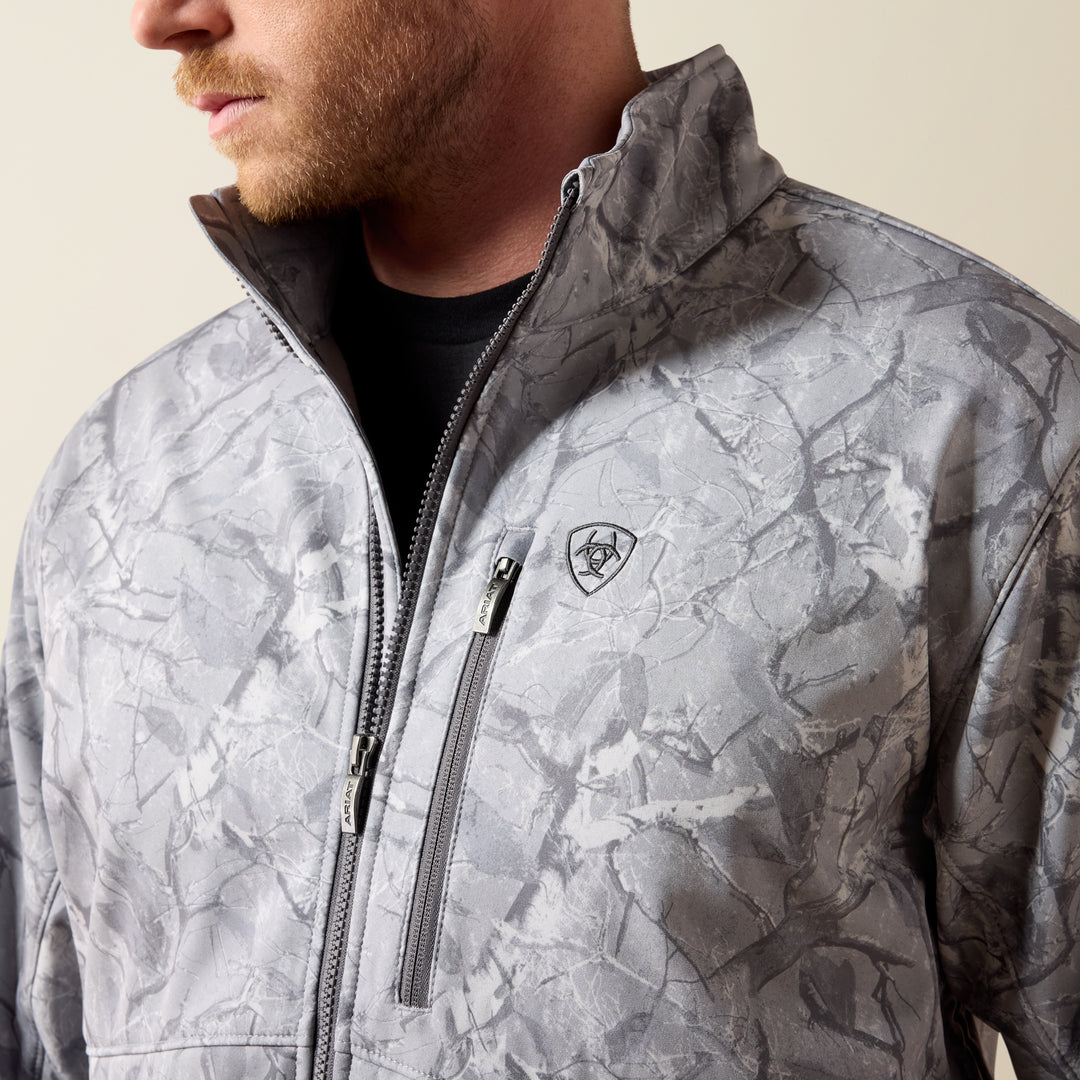 Ariat Men's Grey Camo Print Logo Softshell Jacket