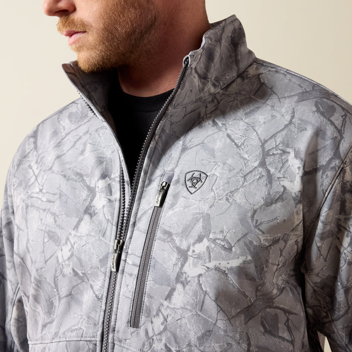 Ariat Men's Grey Camo Print Logo Softshell Jacket