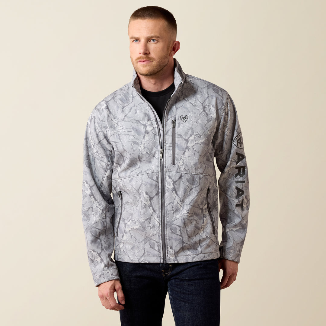 Ariat Men's Grey Camo Print Logo Softshell Jacket