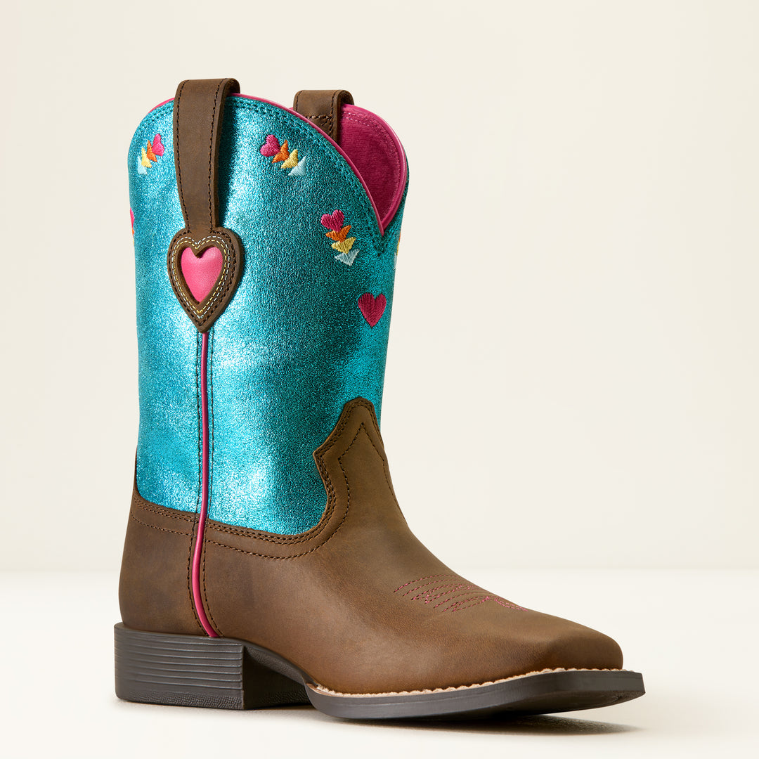 Ariat Kid's Distressed Brown Rodeo Love Western Boot