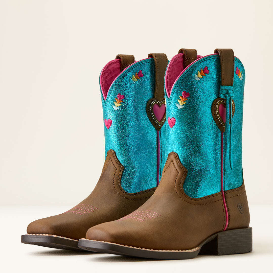 Ariat Kid's Distressed Brown Rodeo Love Western Boot