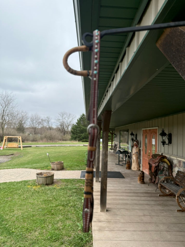 Dutton Bits Dark Oiled Basket Stamp Slip Ear Headstall with Black Accents