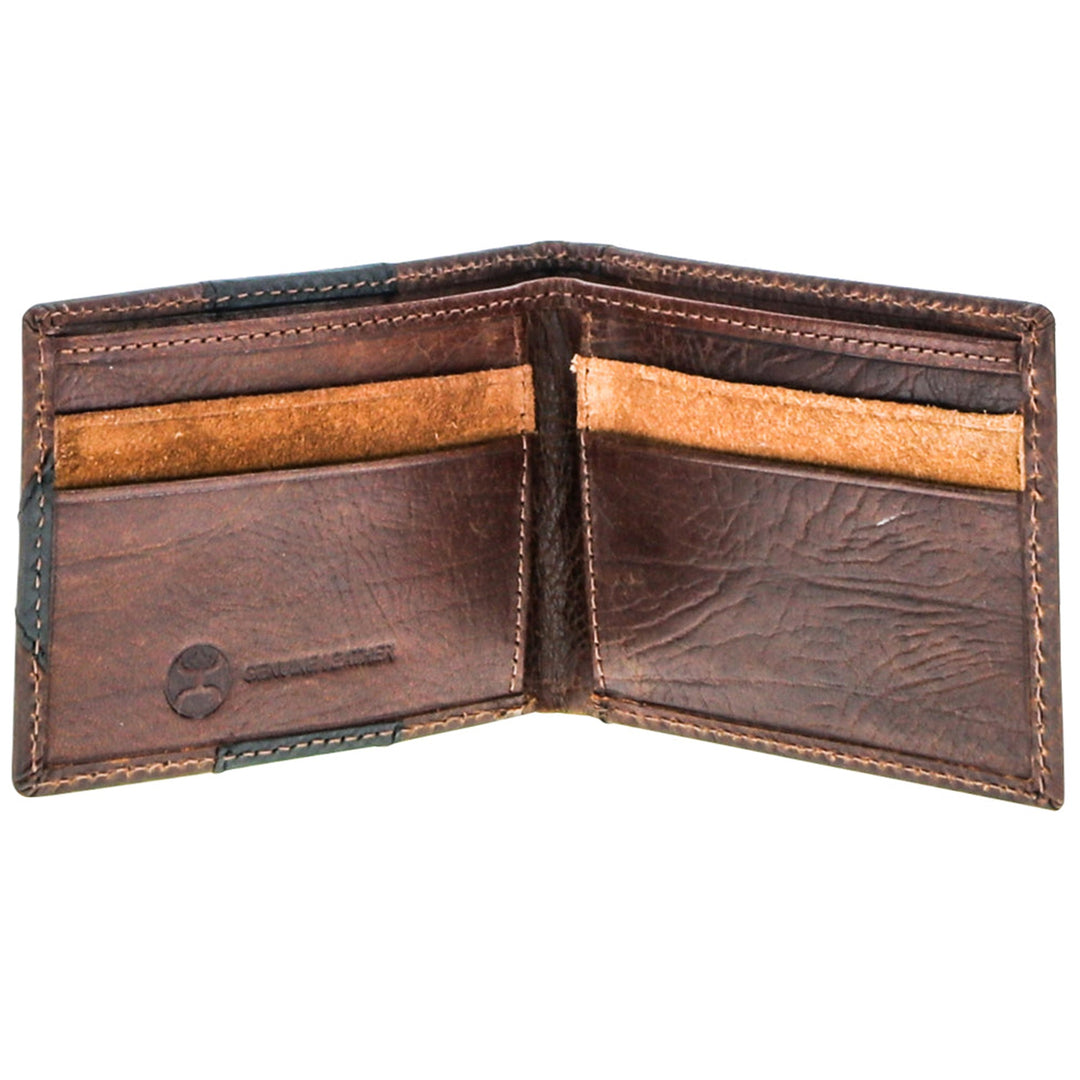 Hooey Kai Brown and Tan Patchwork Bifold Wallet