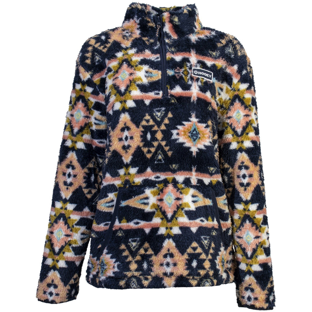 Hooey Women's Navy and Aztec Fleece Pullover