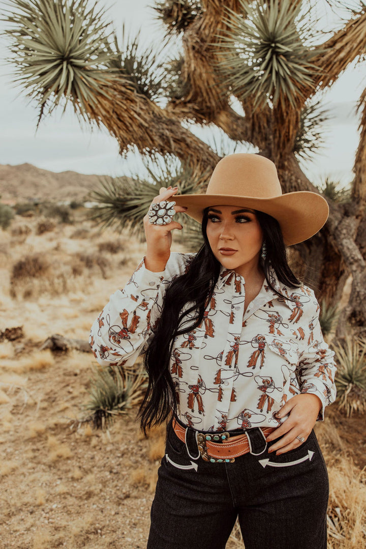 Howdy Hanny Women's Roping Cowboy Pearl Snap Shirt