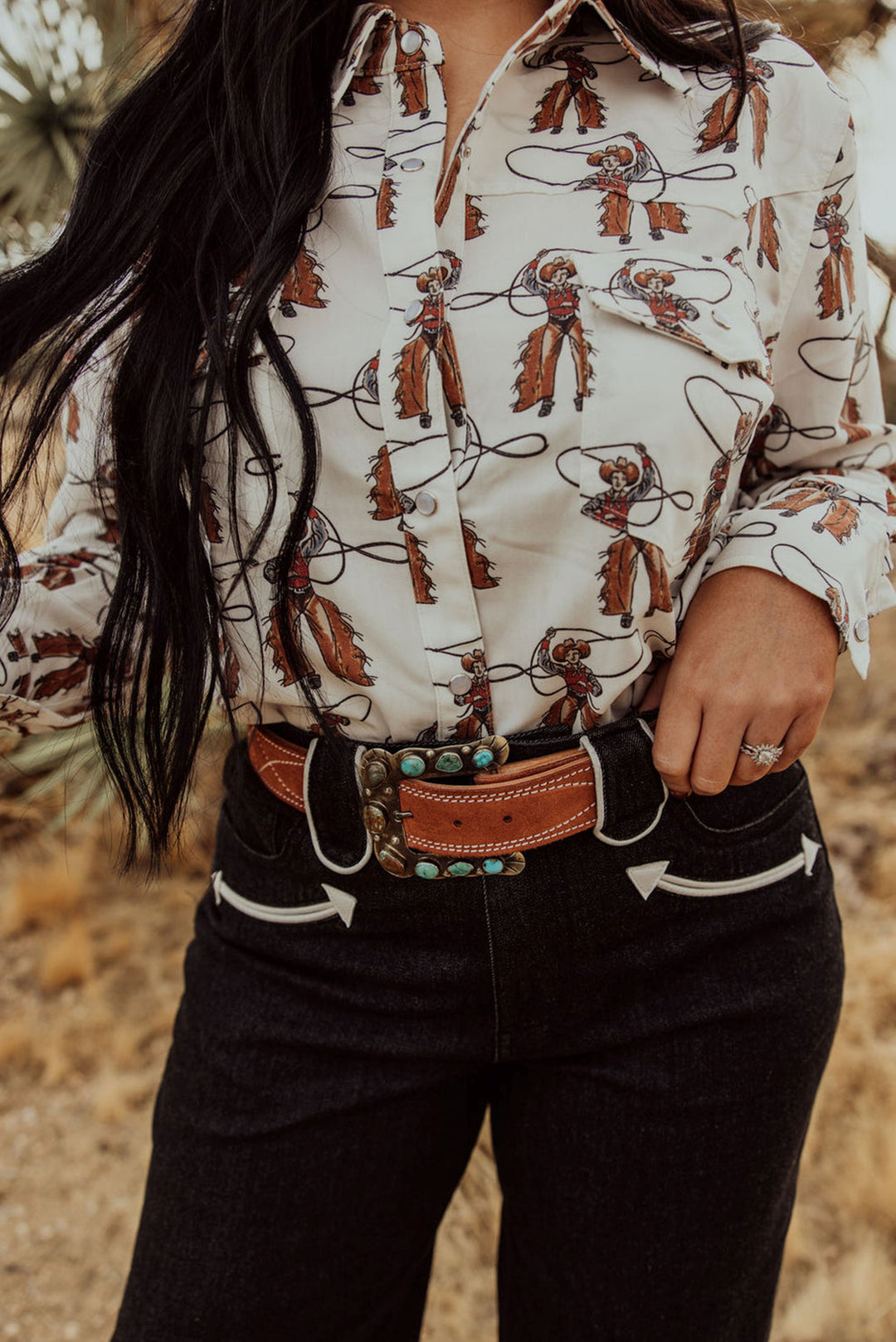 Howdy Hanny Women's Roping Cowboy Pearl Snap Shirt