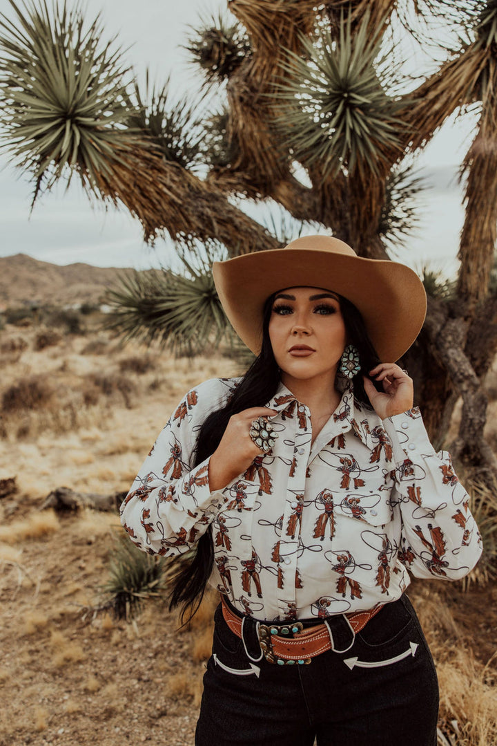 Howdy Hanny Women's Roping Cowboy Pearl Snap Shirt