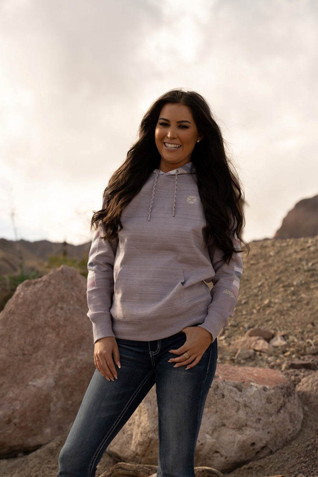 Hooey Women's Grey and Serape Canyon Hoodie