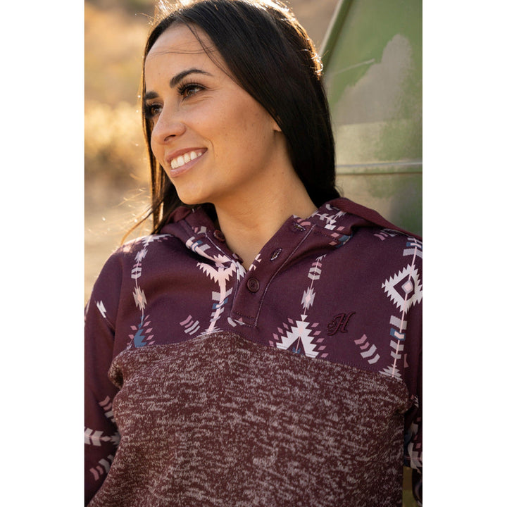 Hooey Women's Maroon and Aztec Jimmy Hoodie